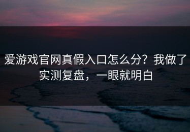 爱游戏官网真假入口怎么分？我做了实测复盘，一眼就明白