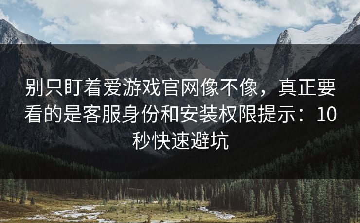 别只盯着爱游戏官网像不像，真正要看的是客服身份和安装权限提示：10秒快速避坑