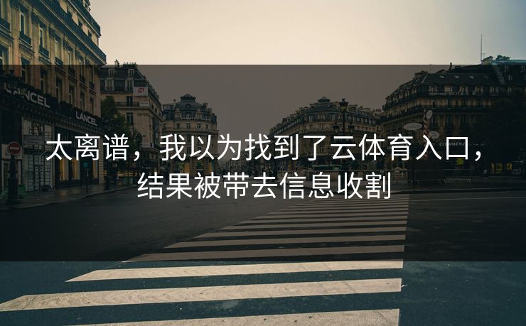太离谱，我以为找到了云体育入口，结果被带去信息收割