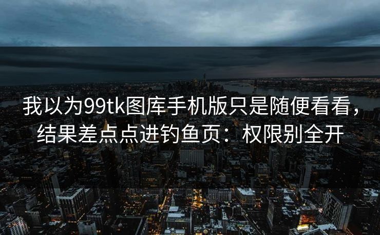 我以为99tk图库手机版只是随便看看，结果差点点进钓鱼页：权限别全开