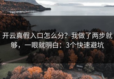 开云真假入口怎么分？我做了两步就够，一眼就明白：3个快速避坑
