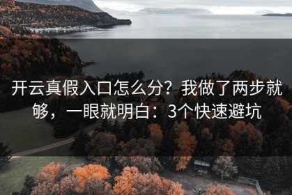 开云真假入口怎么分？我做了两步就够，一眼就明白：3个快速避坑