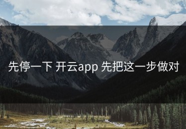 先停一下 开云app 先把这一步做对
