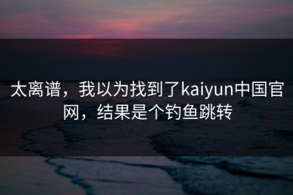 太离谱，我以为找到了kaiyun中国官网，结果是个钓鱼跳转