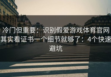 冷门但重要：识别假爱游戏体育官网其实看证书一个细节就够了：4个快速避坑