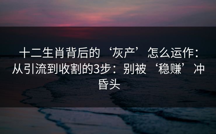 十二生肖背后的‘灰产’怎么运作：从引流到收割的3步：别被‘稳赚’冲昏头